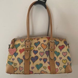 Heart print leather purse